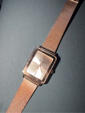 Anne Klein Rose Gold Square Mesh Strap Watch